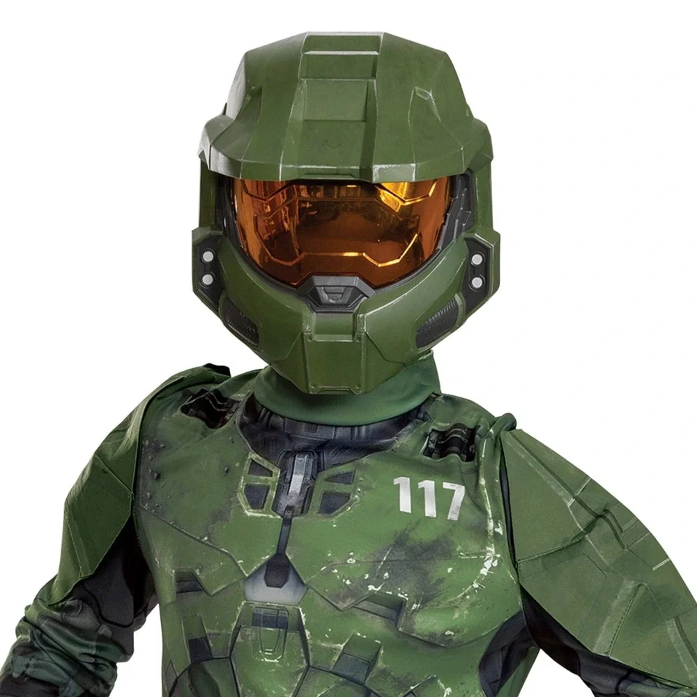 Halo Master Chief Costume Kids Boys Medium 8 Jumpsuit Mask Disguise
